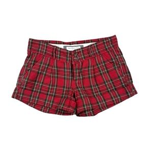 Abercrombie & Fitch Vintage Y2K Red Plaid Low Rise Shorts